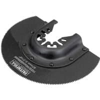 Black Faithfull MFW87W wood saw blade with semi-circular shape and serrated edge for oscillating multi tool.