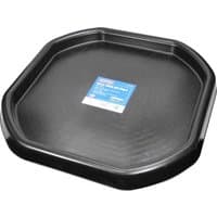 Black Faithfull Mini Octagonal Spot Mortar Mixing Board with raised edges and central blue label.
