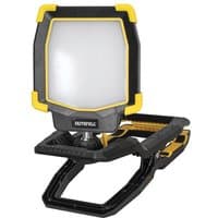 Black and yellow Faithfull Power Plus LED clip light with square frame and adjustable stand.