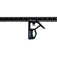 Black Faithfull Prestige combination square with aluminum body, silver markings, and integrated spirit level.