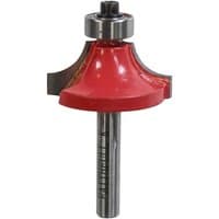 Faithfull router bit with red TCT rounding over tip, 15.8mm x 9.5mm, 1/4in shank, silver shaft.