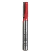 Faithfull router bit with red top, two flute design, 6.3 x 16mm size, 1/4 inch silver shank.