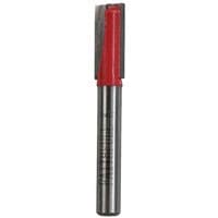 Faithfull router bit with silver shank, red two-flute cutting edge, 8.0 x 19mm size, 1/4 inch shank.