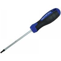 Faithfull Torx screwdriver with blue and black ergonomic handle, silver shaft, and Tx25 star tip.
