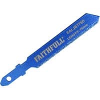 Blue Faithfull T76D diamond grit jigsaw blade with logo and model number printed in white.