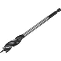 Faithfull Tri-Point Speed Auger Bit 18mm, silver shaft with black spiral cutting edge and hexagonal shank.