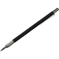 Black Faithfull pocket scriber with tungsten carbide tip, silver knurled grip, and pocket clip.