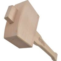 Wooden Faithfull carpenters mallet with a square head and tapered handle, natural wood finish.