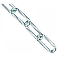 Faithfull zinc plated chain, 5mm thickness, 2.5m length, silver links, max load 160kg.