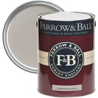 Farrow & Ball Exterior Masonry Paint, Dove Tale No. 267, in a maroon and black can with silver lid.