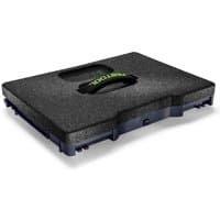 Black Festool SK-CT/SYS seat cushion for Systainers, rectangular with a handle cutout and green Festool logo.