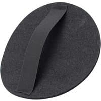 Black Flexipads hand grip backing pad for 150mm sanding discs with a curved handle on top.
