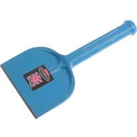 Blue Footprint brick bolster chisel with a wide blade and a British flag sticker on the handle.