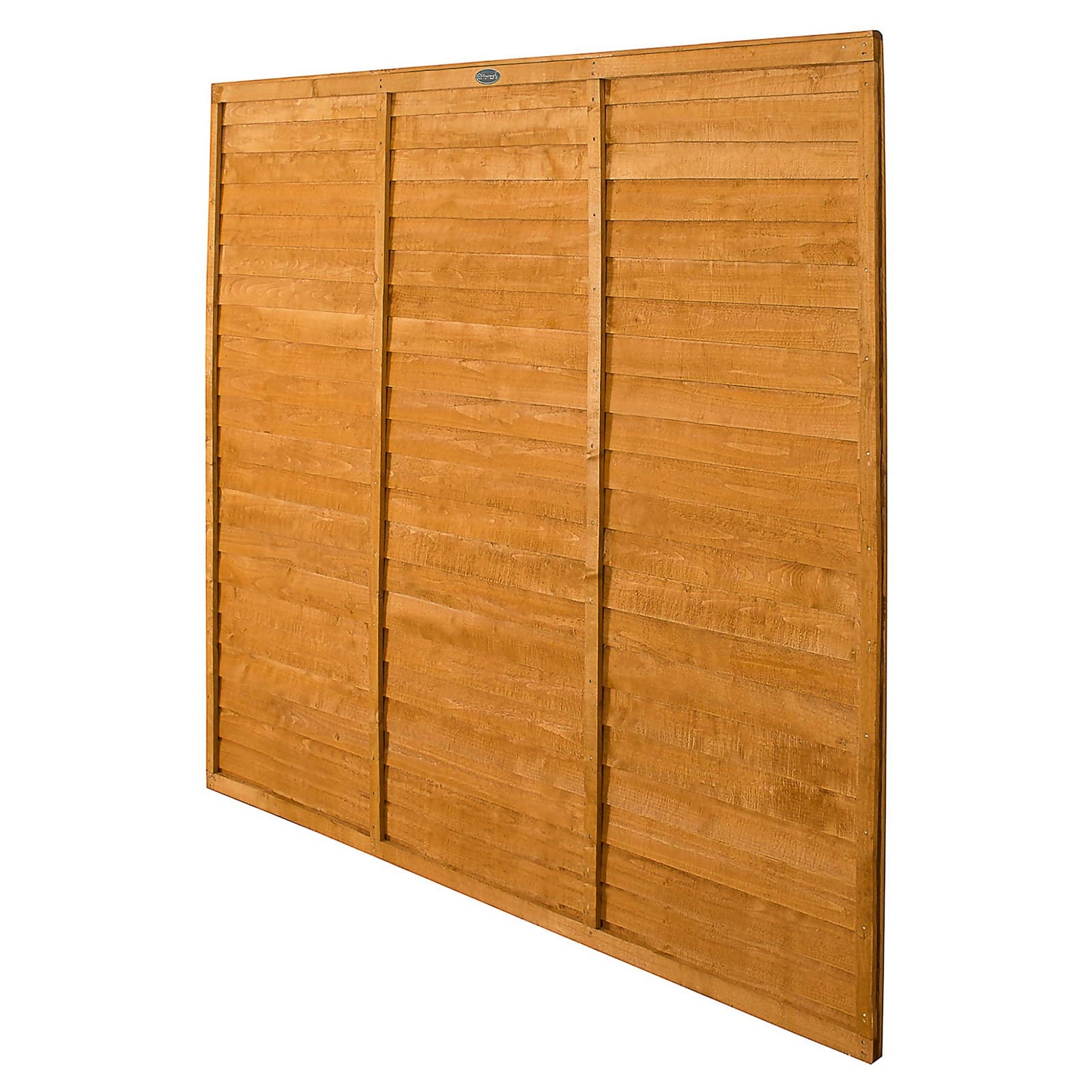 6ft x 6ft (1.83m x 1.83m) Forest Lap Fence Panel made of treated timber, featuring horizontal slats with a natural wood finish and sturdy construction for garden privacy.