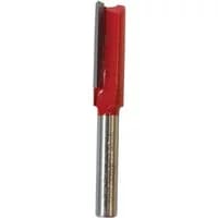 Freud 6.4mm x 6.4mm straight router bit with red coating and silver shank, 1/4 inch diameter.