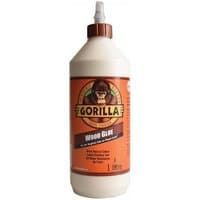 Gorilla Glue PVA Wood Glue 1 Litre, white bottle with brown cap and orange label featuring gorilla logo.