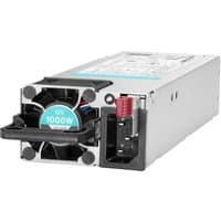 HPE 1000W hot plug power supply kit, silver rectangular unit with cooling fan and red release lever.