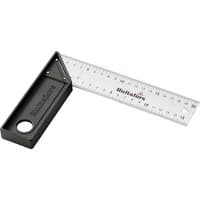 Black and silver Hultafors Lightweight Try Square with a metal ruler and plastic handle featuring a circular hole.