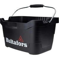 Black Hultafors Tool Bucket with sturdy metal handle and red logo on side.