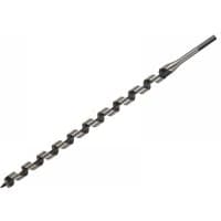 Long steel Irwin wood auger drill bit, 25 x 400mm, with spiral flutes and sharp tip for precision drilling.