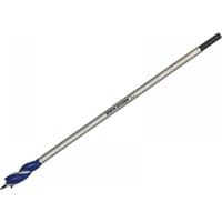 Irwin Blue Groove 6X Long Wood Bit, 20x400mm, silver shaft with blue spiral tip, black end grip.
