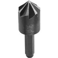Black Irwin Hex Countersink with a hexagonal shank and six-flute cutting head.