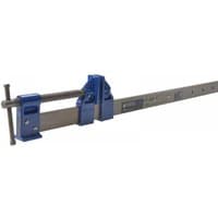 Blue and silver heavy-duty sash clamp with a long metal bar and adjustable jaws, 1650mm capacity.