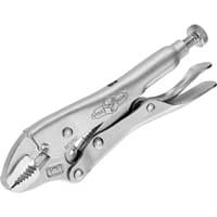 Silver Irwin Vise-Grip curved jaw locking pliers with wire cutter, 127mm, featuring adjustable screw and release lever.