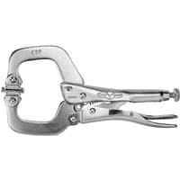 Silver IRWIN Vise-Grip locking C-clamp with swivel pads, 150mm size, adjustable screw, and ergonomic handle.