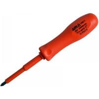 Red ITL Insulated screwdriver with Pozi No.1 tip and 75mm shaft, ergonomic handle with black text.