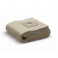 Beige vacuum cleaner bags for Kärcher T 15/1, pack of 10, with circular cardboard inlet on top.