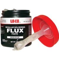 Laco Non Toxic Soldering Flux Paste with black jar, red cap, and built-in brush applicator.