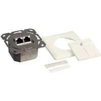 White LogiLink RJ-45 socket-outlet with metallic frame, square faceplate, and mounting components.