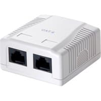 White LogiLink NP0072 socket-outlet with 2 RJ-45 ports, compact design, and textured sides.