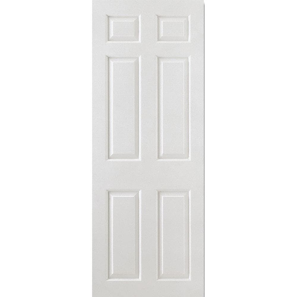 Smooth white internal fire door featuring a square top design with six panels, primed finish, and dimensions of 1981 x 762 x 44mm.
