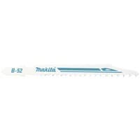 White Makita B-52 jigsaw blade with blue logo and fine teeth.