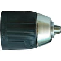 Black and silver Makita keyless drill chuck with ribbed grip and metal tip for BDF453 drill.