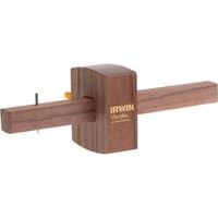 Wooden Marples 2049 Marking Gauge with brass screw and steel pin, featuring a rectangular block and adjustable arm.