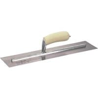 Marshalltown cement finishing trowel with a rectangular metal blade and a beige ergonomic handle.