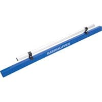 Blue Marshalltown Combo Screed Level with silver handle and black brackets.
