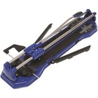 Blue and black Marshalltown tile cutter with dual metal rails and ergonomic handle, measuring 610mm.