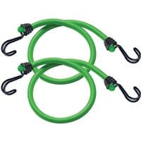 Green Master Lock bungee cords, 80cm, twin wire, with black hooks, 2-piece set.