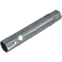 Melco Box Spanner Whitworth, silver hexagonal tube with hole in center, designed for tightening nuts and bolts.
