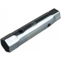 Melco TM25 metric box spanner, silver, 24x26mm, 125mm length, hexagonal ends with side holes.