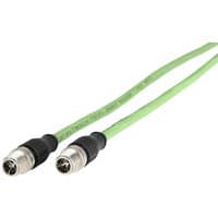 Green METZ CONNECT 142M2X11010 cable with black and silver connectors on both ends.