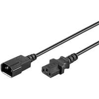 Black Microconnect 7m power extension cable with one AC outlet and two-prong plug.