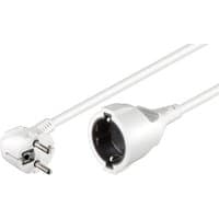 White Microconnect 10m power extension cord with one AC outlet and European plug design.