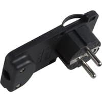 Black Microconnect Type F power plug adapter with dual round pins and flat rectangular base.