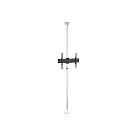 Chrome floor-to-ceiling mount for TVs sized 40" to 65", featuring a sleek design with adjustable brackets and sturdy support for secure installation.