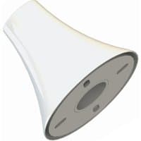 White conical floor to ceiling plate with rounded edges and central mounting holes.